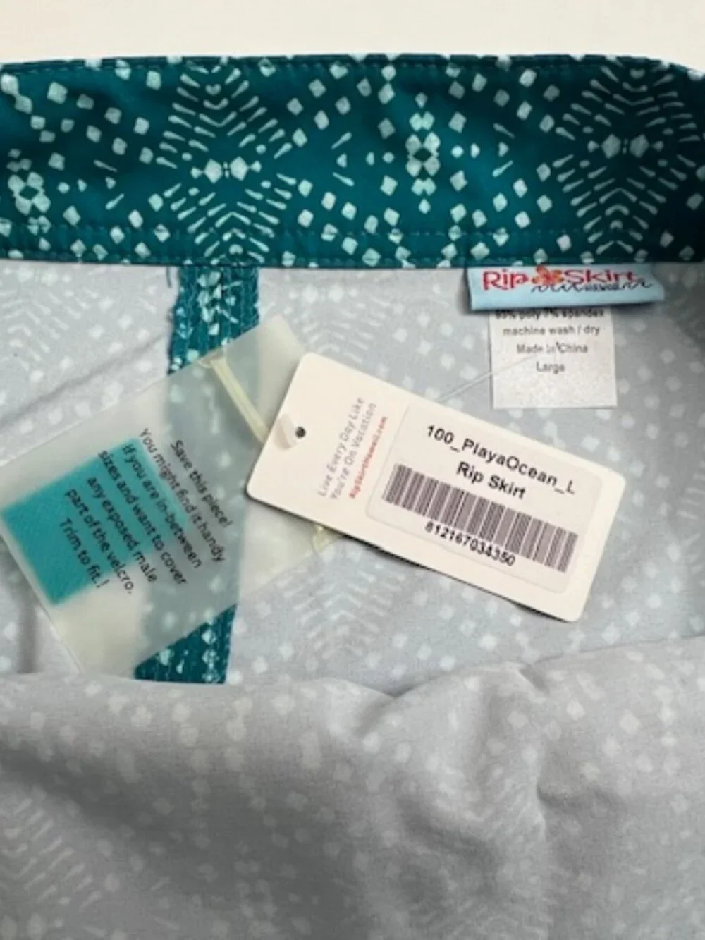 Ripskirt Hawaii Playa Ocean Blue White Wrap Skirt Length 1 Size L (12-14) NWT